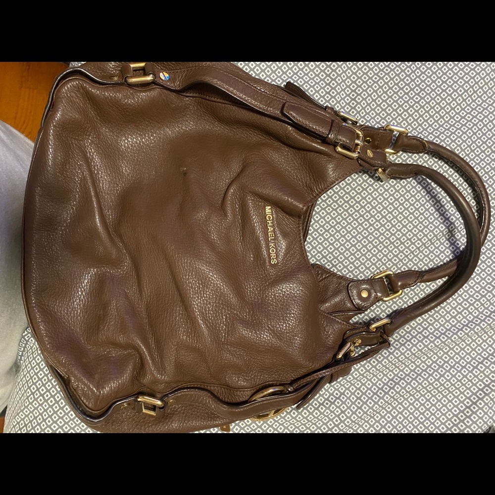 Michael Kors brown leather two handle hobo